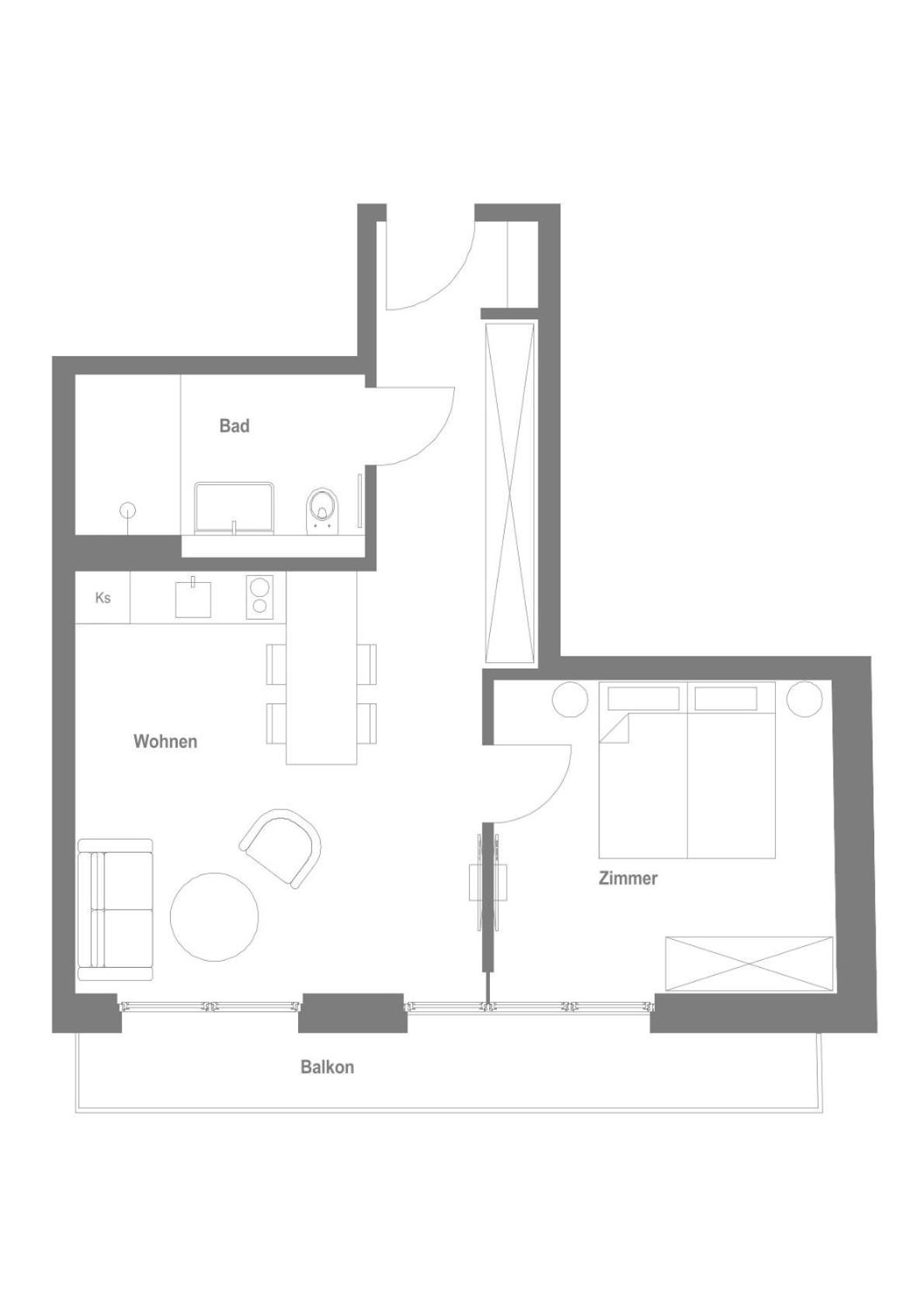 Apartment mit Balkon